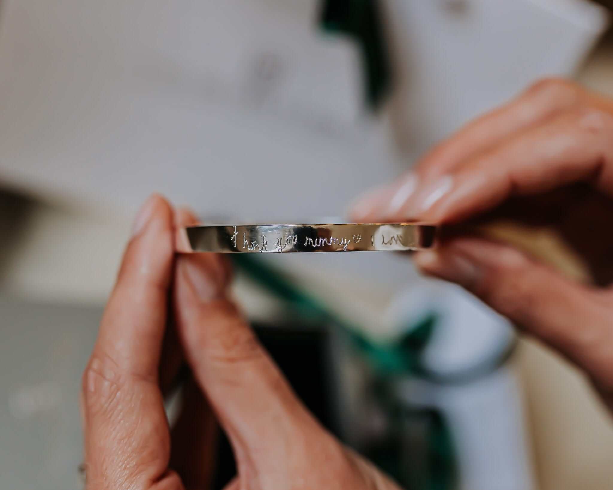 The Silver Stable- Handcrafted British Jewellery Silver Handwriting Bangle Bangles