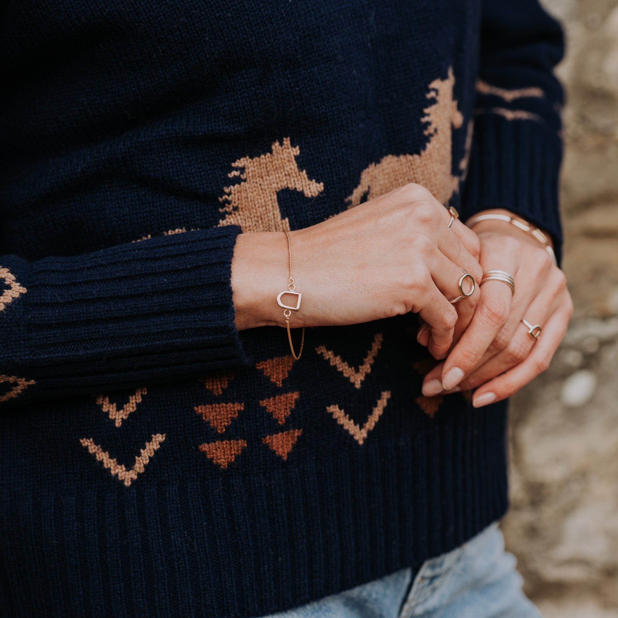 The Silver Stable- Handcrafted British Jewellery Adjustable Gold Stirrup Bracelet Bracelets