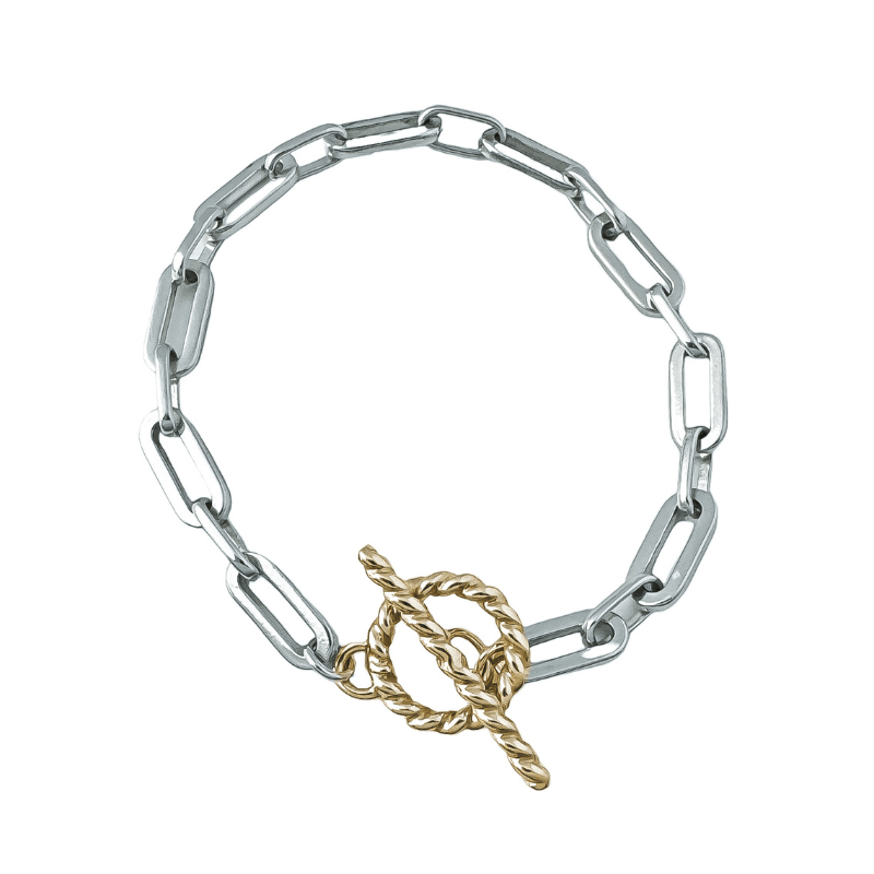 The Silver Stable- Handcrafted British Jewellery Silver & Gold T Bar Trace Bracelet Bracelets