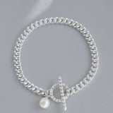 The Silver Stable- Handcrafted British Jewellery Silver T-Bar Pearl Bracelet Bracelets