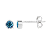 The Silver Stable- Handcrafted British Jewellery December (Blue Topaz) Silver Garnet Birthstone Earrings earrings