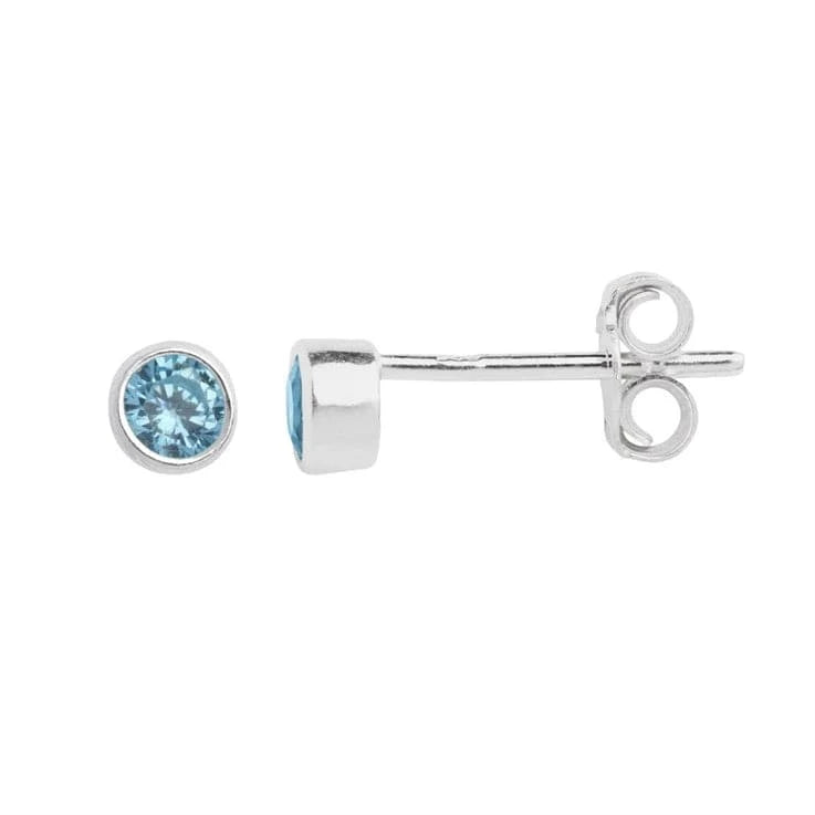 The Silver Stable- Handcrafted British Jewellery March (Aquamarine) Silver Garnet Birthstone Earrings earrings