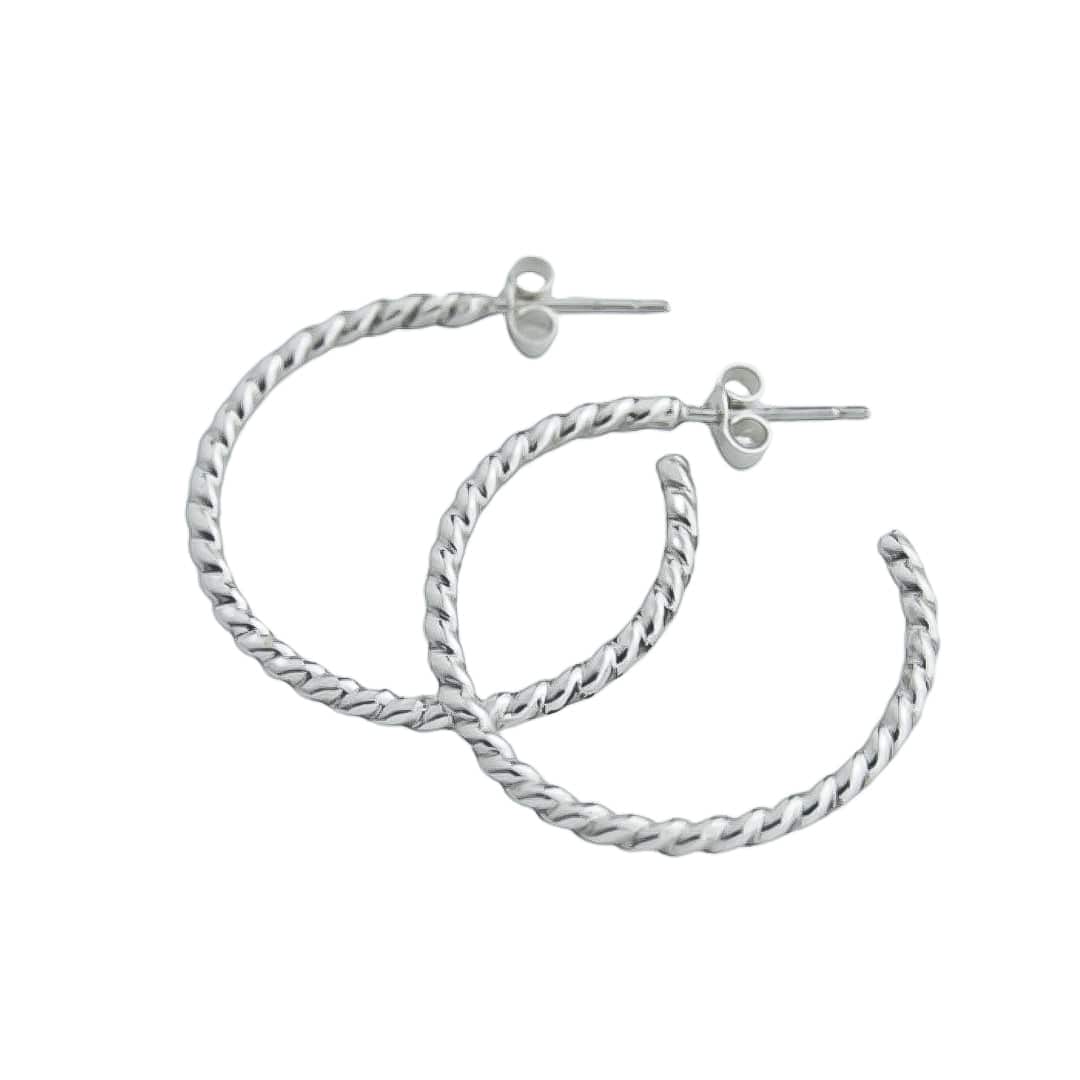 The Silver Stable- Handcrafted British Jewellery Silver Rope Maxi Hoops hoop earrings