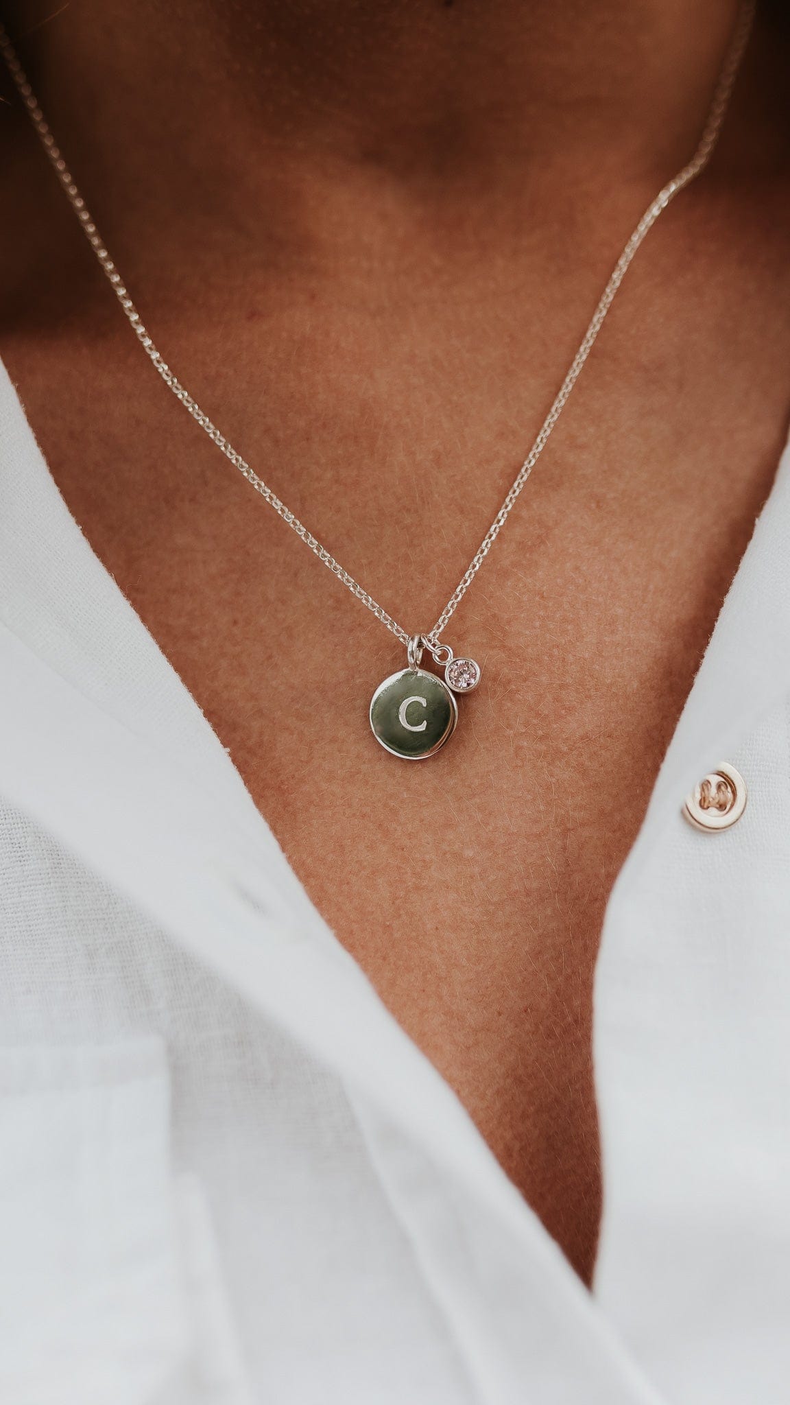 The Silver Stable- Handcrafted British Jewellery Birthstone & Engraved Silver Disc Necklace necklace
