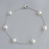 The Silver Stable- Handcrafted British Jewellery Delicate Floating Pearl Bracelet necklace