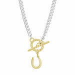 The Silver Stable- Handcrafted British Jewellery Silver & Gold T-Bar Necklace with Horseshoe charm necklace