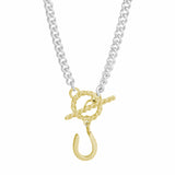 The Silver Stable- Handcrafted British Jewellery Silver & Gold T-Bar Necklace with Horseshoe charm necklace