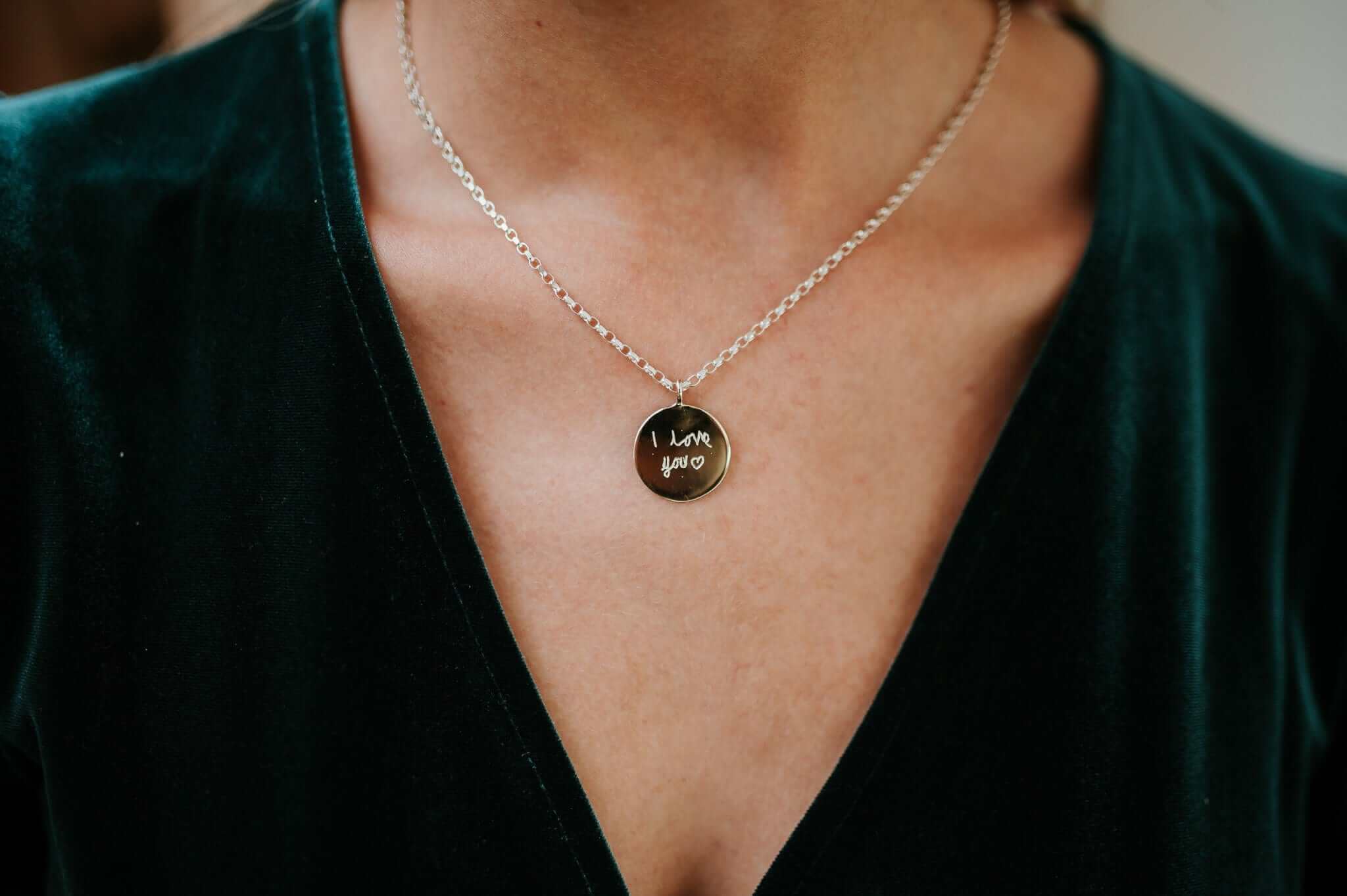 The Silver Stable- Handcrafted British Jewellery Silver Story Necklace with Handwriting necklace
