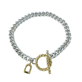Silver & Gold T Bar Bracelet