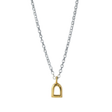 Silver & Gold Mini Stirrup Necklace