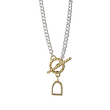 Silver & Gold T-Bar Necklace