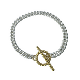 Silver & Gold T Bar Bracelet