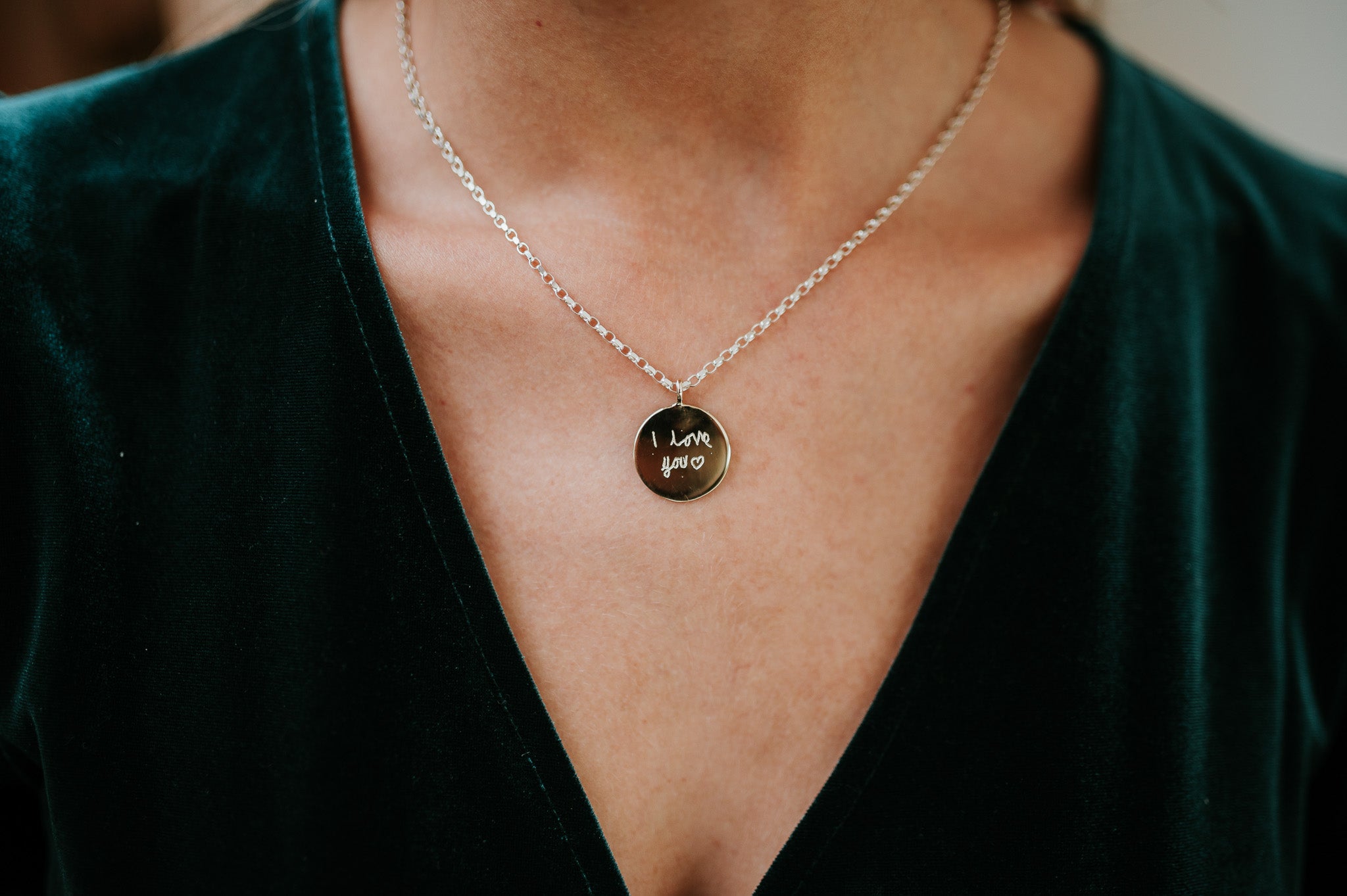 Gold Necklace with Handwritten Message