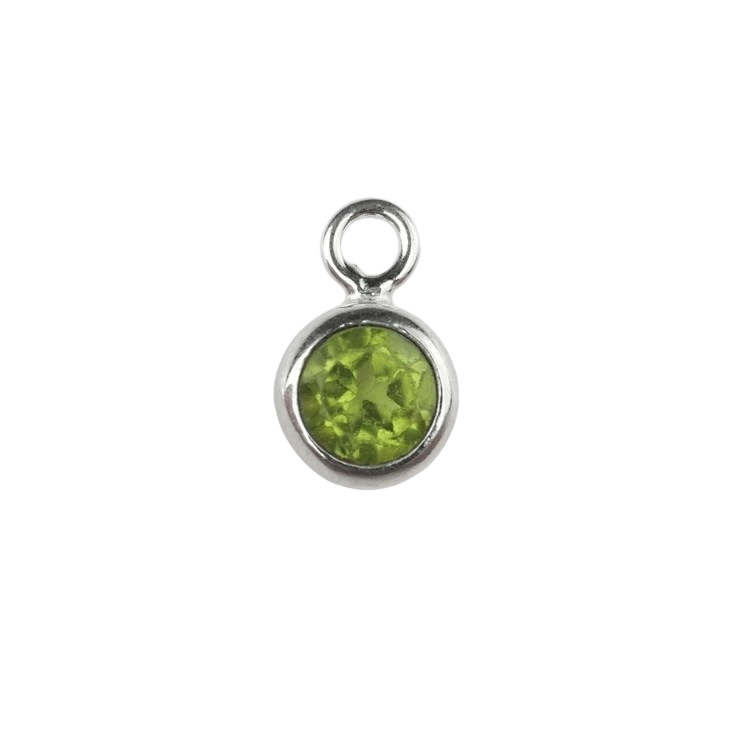 Birthstone & Engraved Silver Disc Necklace