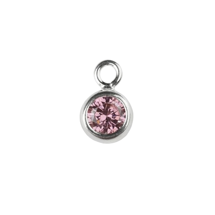 Birthstone & Engraved Silver Disc Necklace