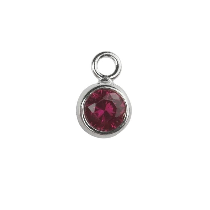 Birthstone & Engraved Silver Disc Necklace