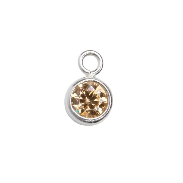 Birthstone & Engraved Silver Disc Necklace