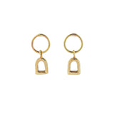 Gold Stirrup Charm Earrings