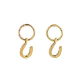 Gold Horseshoe Charm Earrings