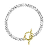 Silver & Gold T Bar Bracelet