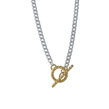 Silver & Gold T-Bar Necklace