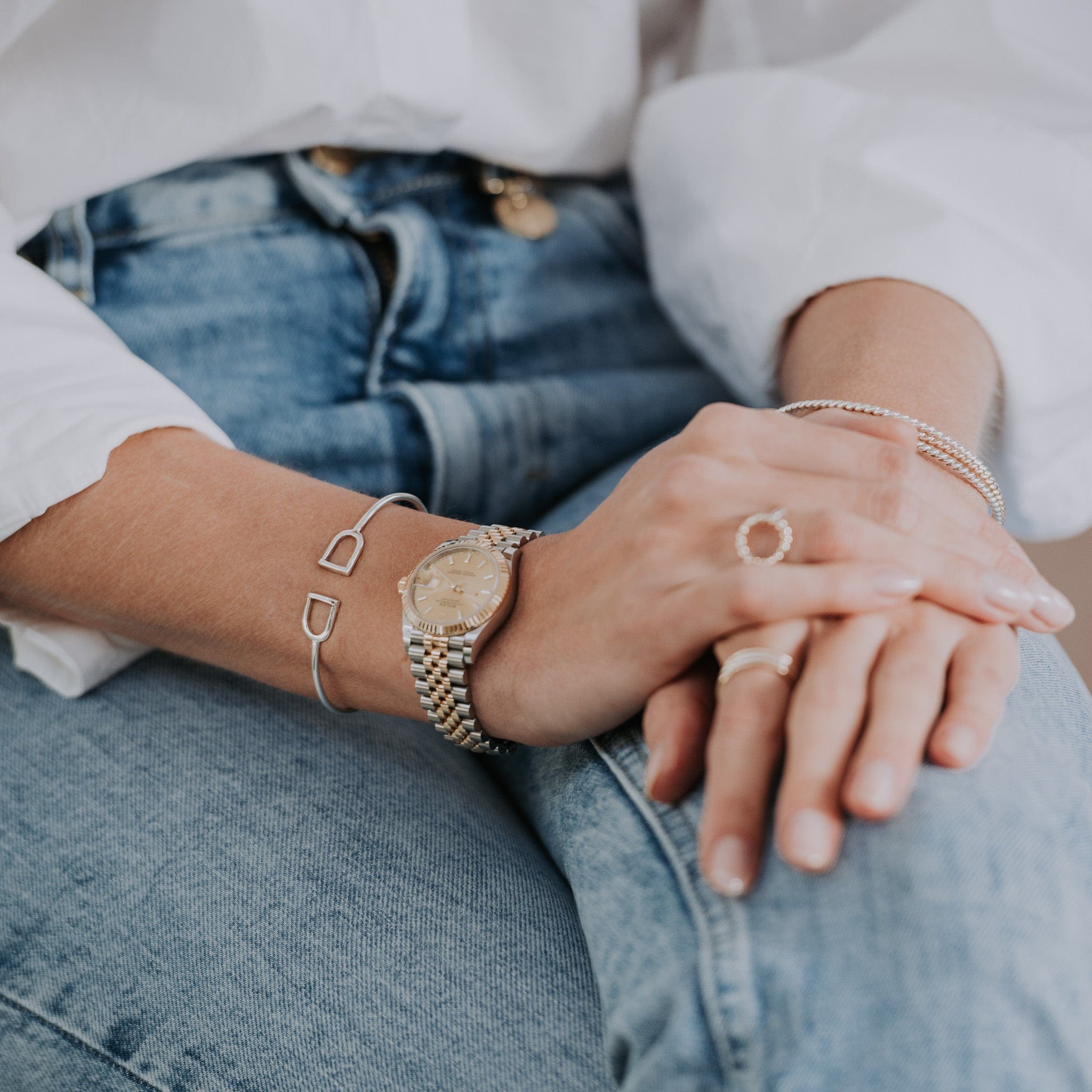 The Silver Stable- Handcrafted British Jewellery Gold Stirrup Bangle Bangles