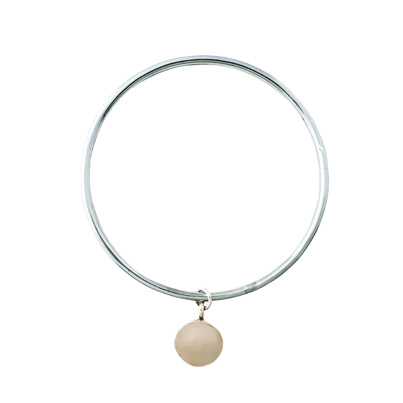 The Silver Stable- Handcrafted British Jewellery Hammered Gold Disc Mini Stacking Bangle Bangles
