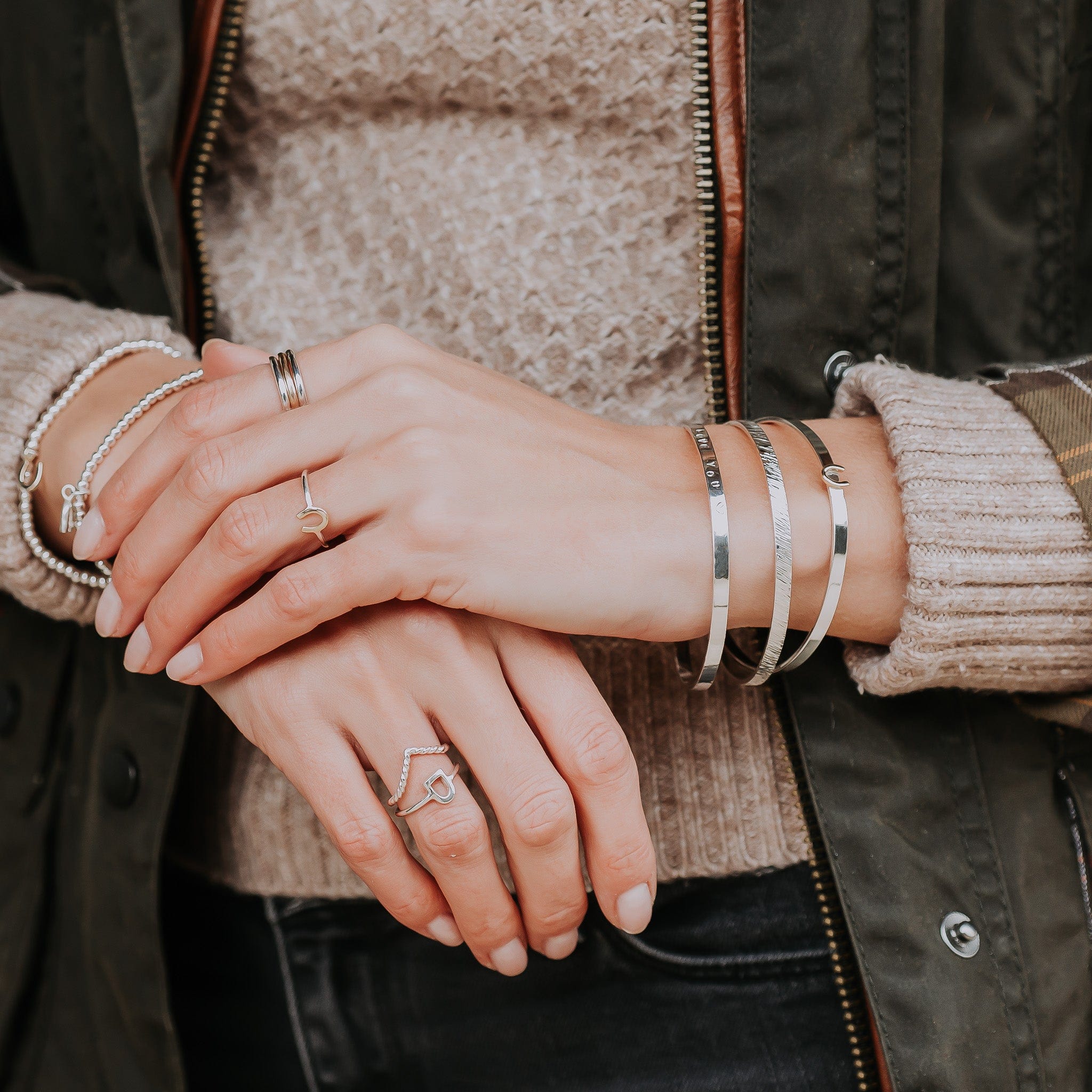The Silver Stable- Handcrafted British Jewellery Hammered Maxi Stacking Bangle Bangles