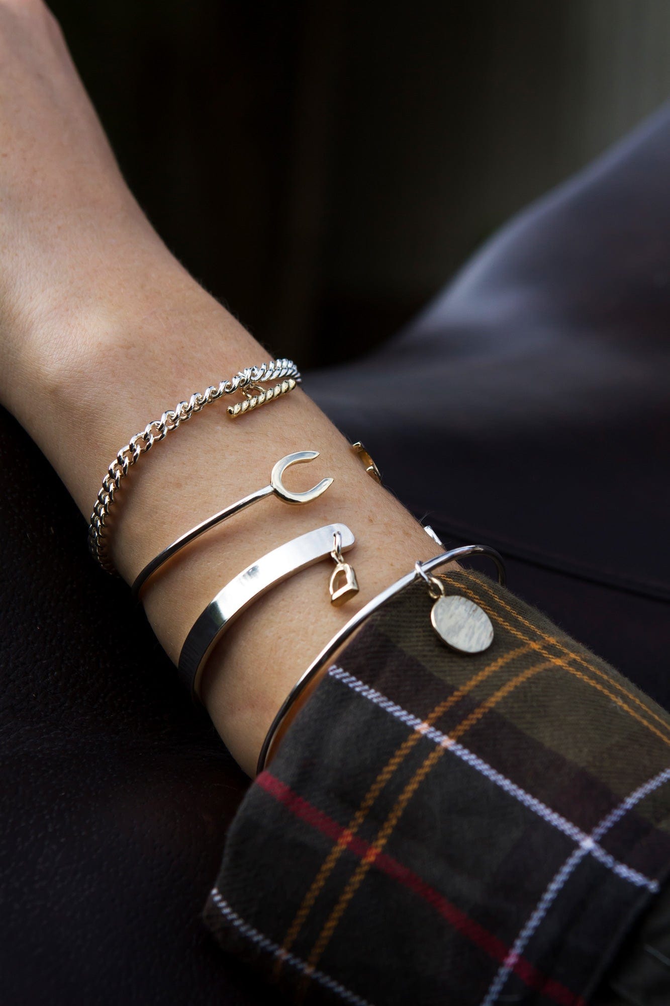The Silver Stable- Handcrafted British Jewellery Personalised Gold Disc Mini Stacking Bangle Bangles