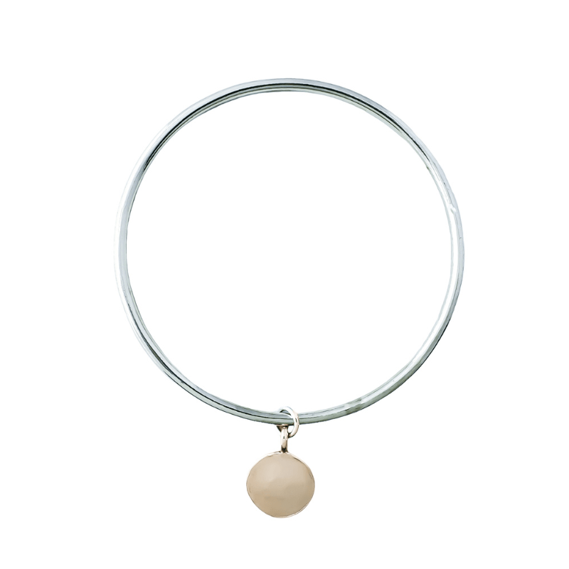 The Silver Stable- Handcrafted British Jewellery Personalised Gold Disc Mini Stacking Bangle Bangles