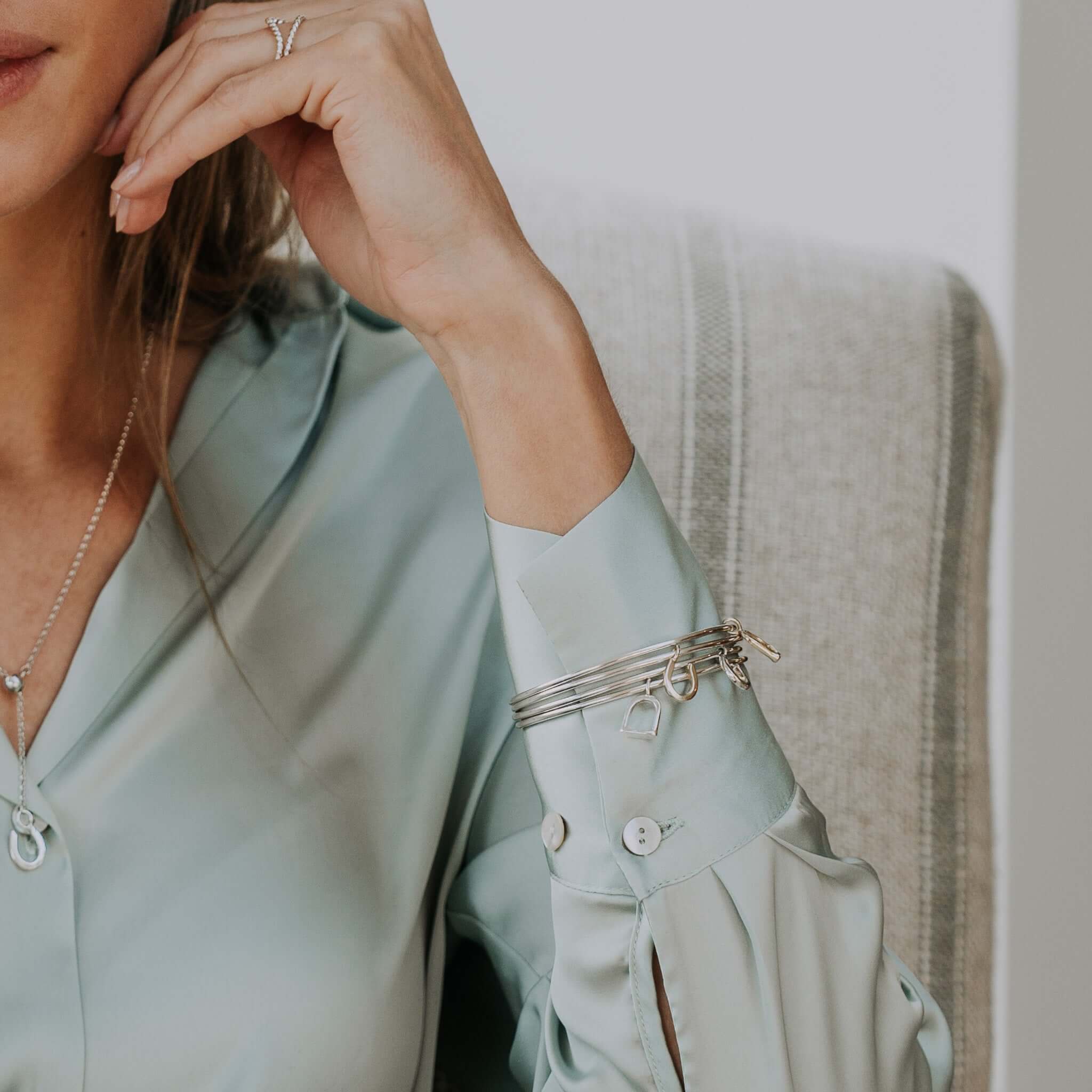 The Silver Stable- Handcrafted British Jewellery Personalised Silver Disc Stacking Bangle Bangles