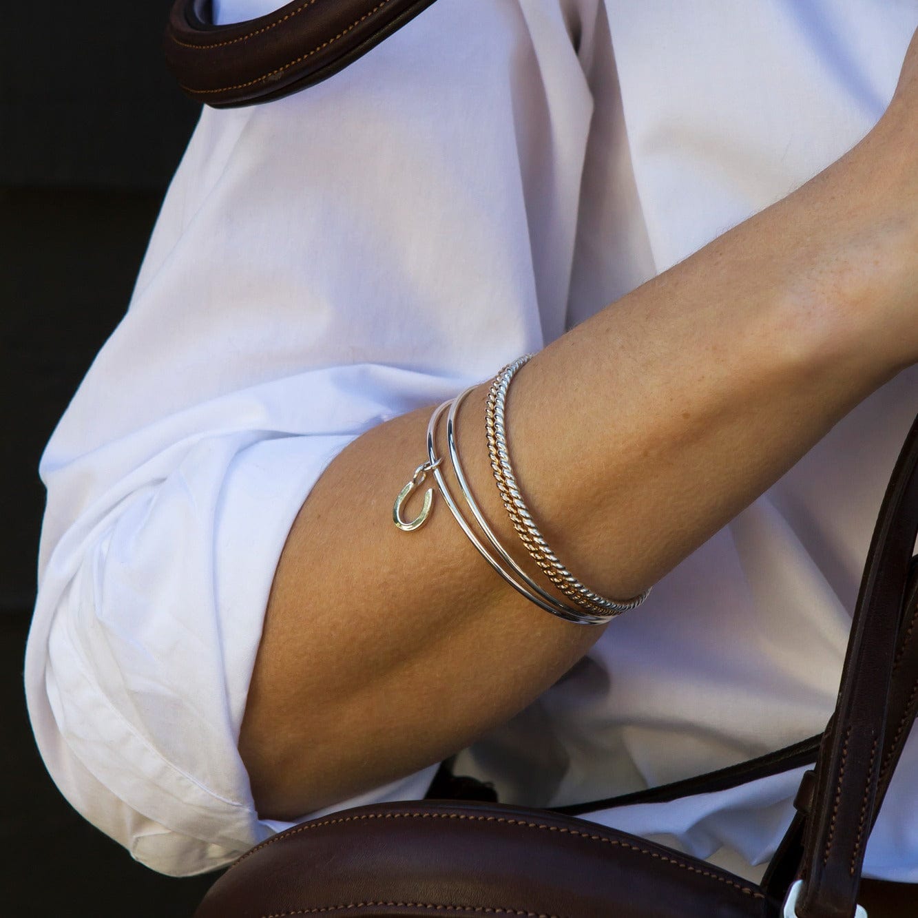 The Silver Stable- Handcrafted British Jewellery Silver Horseshoe Stacking Bangle Bangles