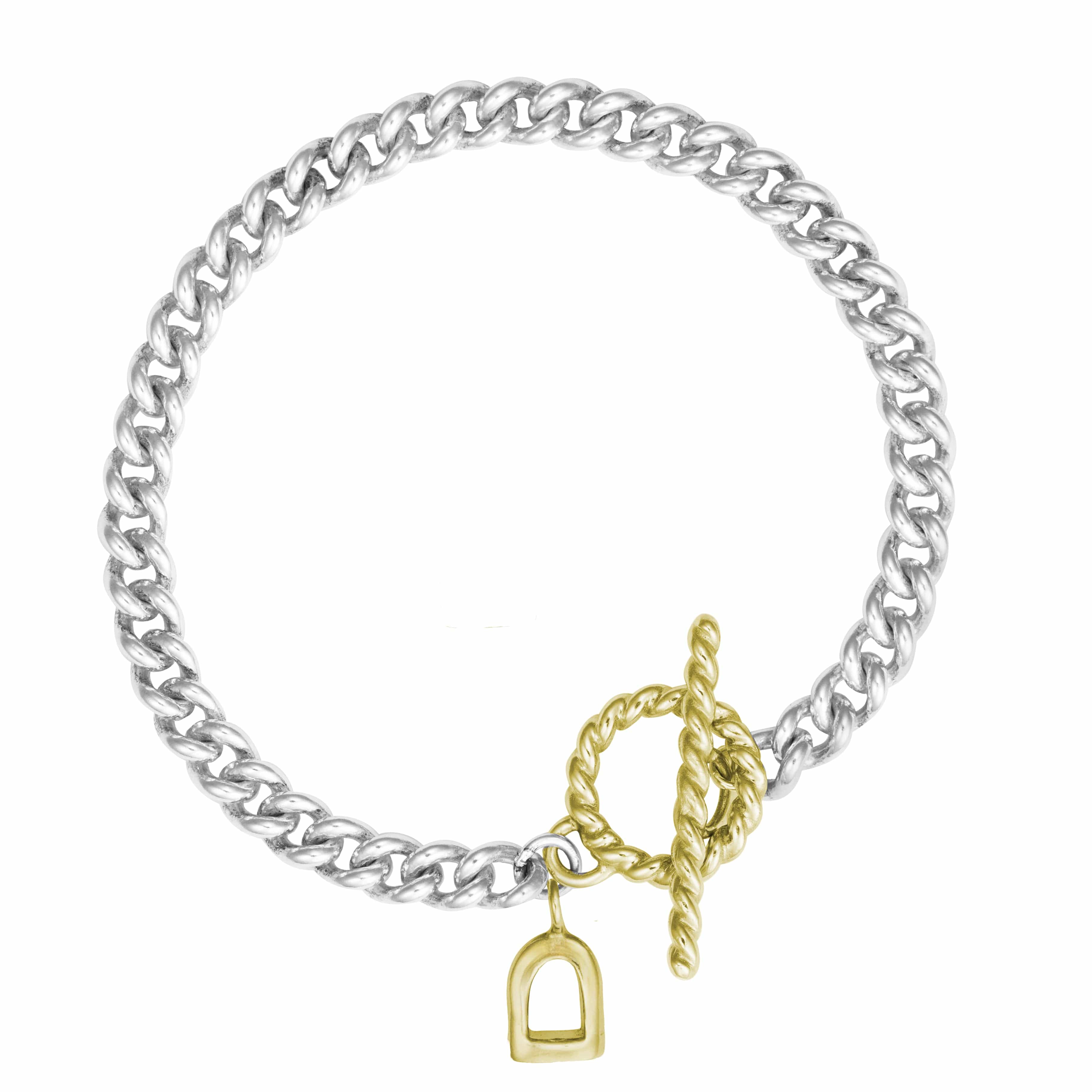 The Silver Stable- Handcrafted British Jewellery Silver & Gold T Bar Bracelet Bracelets