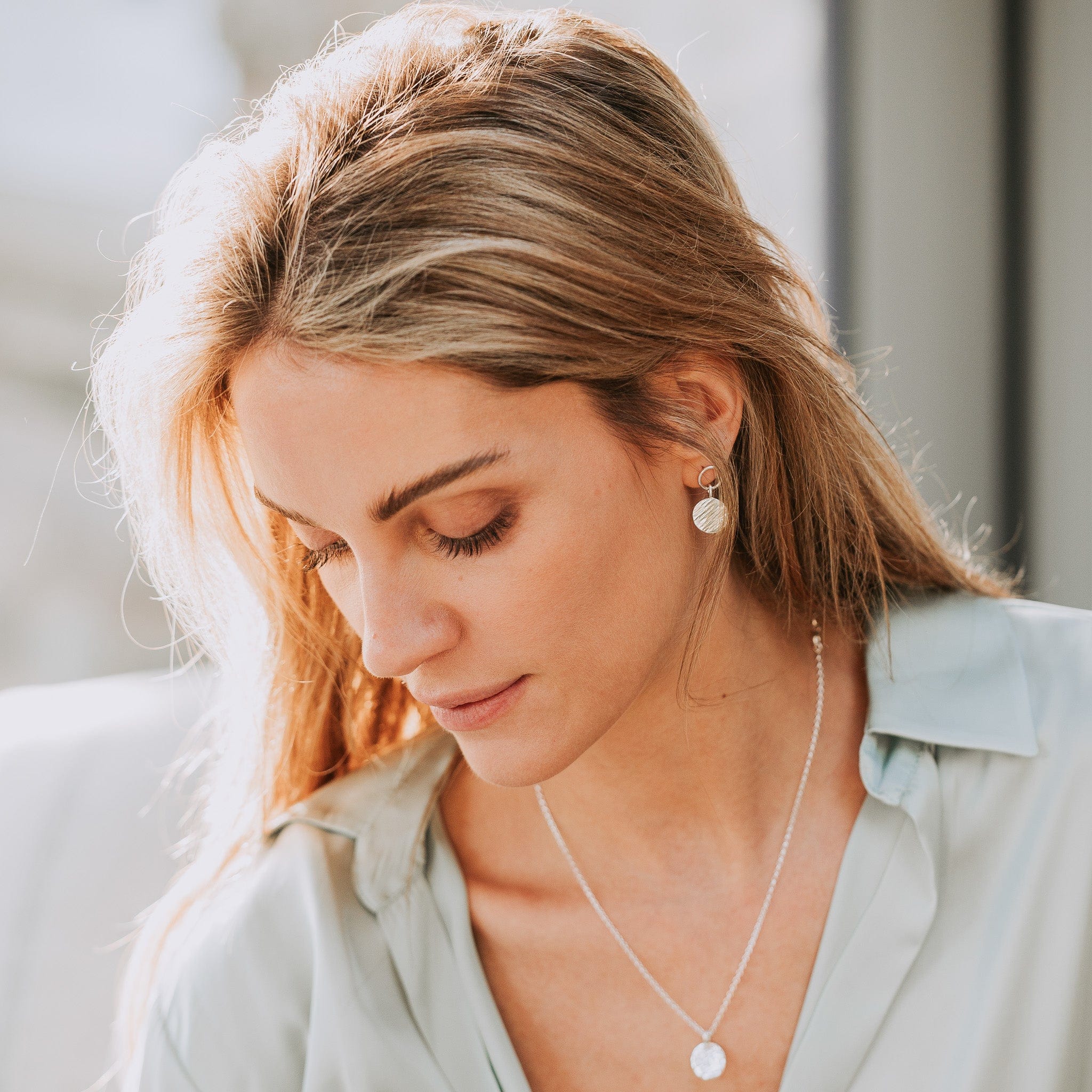 The Silver Stable- Handcrafted British Jewellery Gold Hammered Charm Earrings earrings