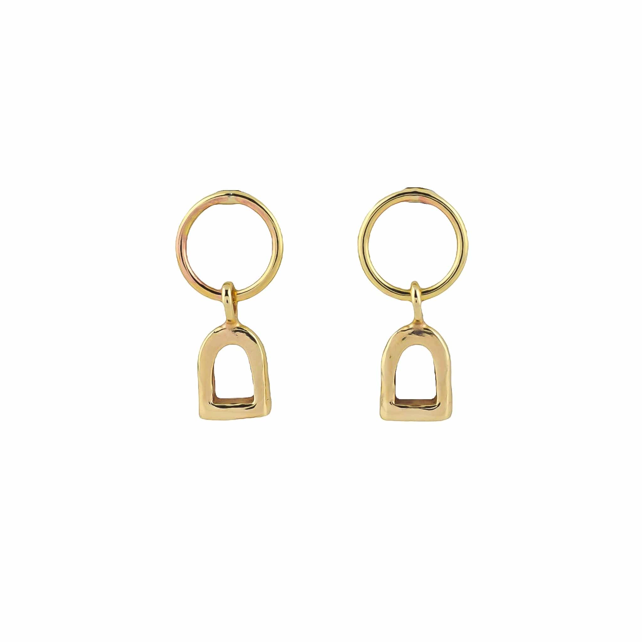 The Silver Stable- Handcrafted British Jewellery Gold Stirrup Charm Earrings earrings