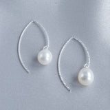 The Silver Stable- Handcrafted British Jewellery Twisted Silver Pearl Drop Earrings earrings