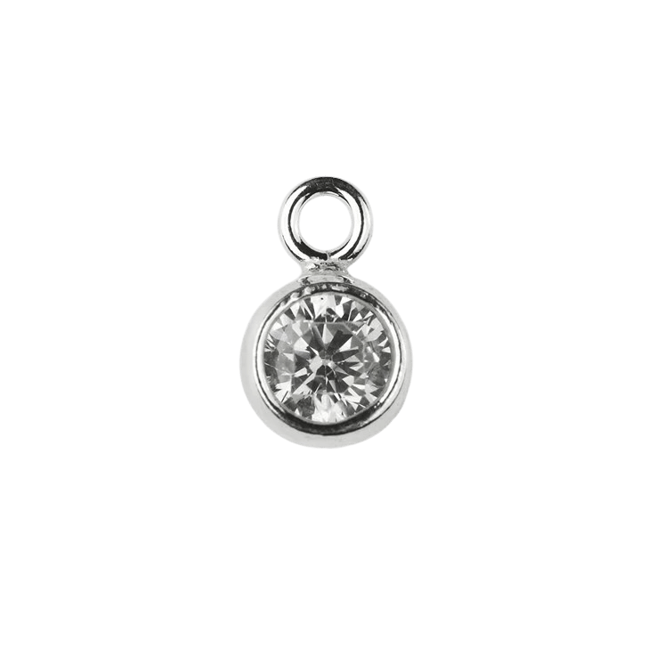 The Silver Stable- Handcrafted British Jewellery 16 inch / April (Crystal/ Diamond) Birthstone & Engraved Silver Disc Necklace necklace