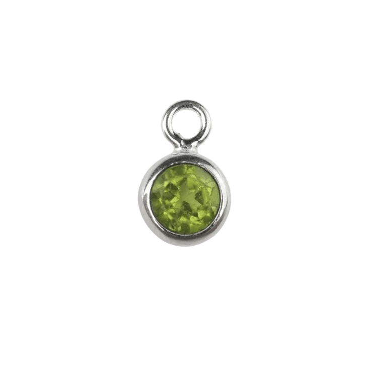 The Silver Stable- Handcrafted British Jewellery 16 inch / August (Peridot) Birthstone & Engraved Silver Disc Necklace necklace