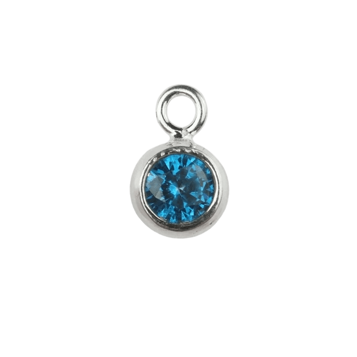 The Silver Stable- Handcrafted British Jewellery 16 inch / December (Blue Topaz) Birthstone & Engraved Silver Disc Necklace necklace