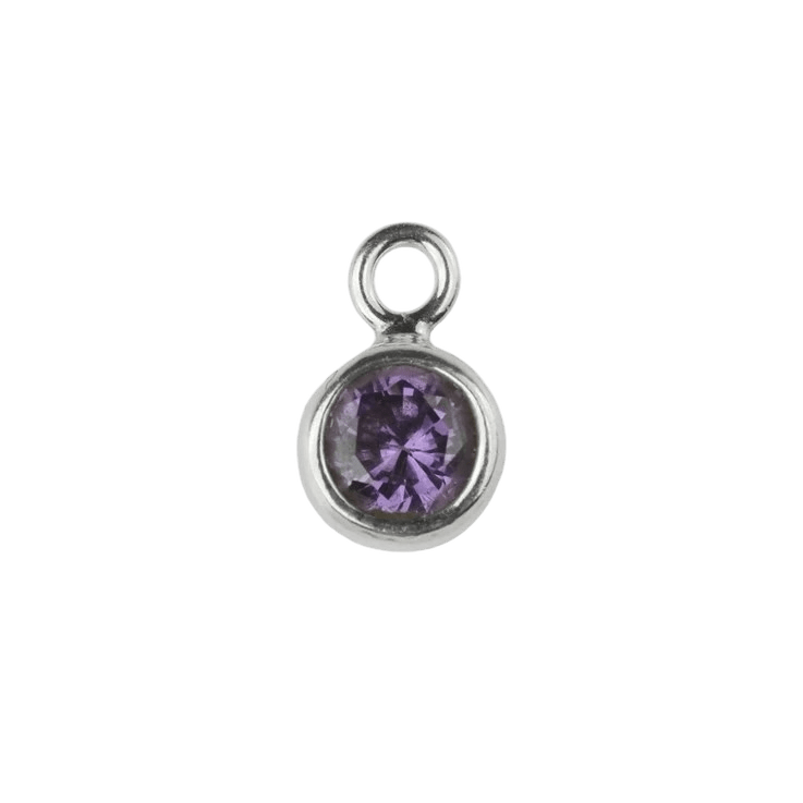 The Silver Stable- Handcrafted British Jewellery 16 inch / February (Amethyst) Birthstone & Engraved Silver Disc Necklace necklace