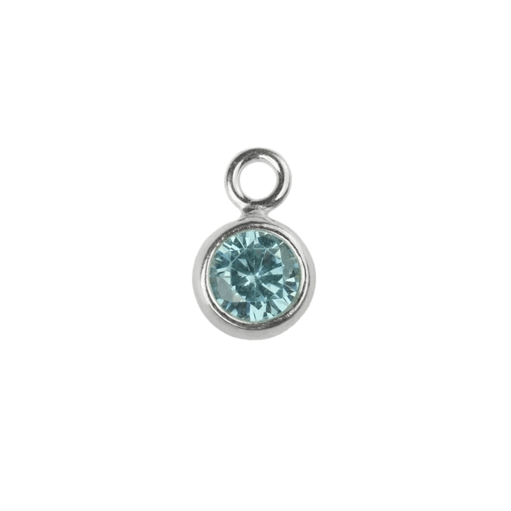 The Silver Stable- Handcrafted British Jewellery 16 inch / March (Aquamarine) Birthstone & Engraved Silver Disc Necklace necklace