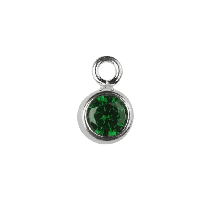 The Silver Stable- Handcrafted British Jewellery 16 inch / May (Emerald) Birthstone & Engraved Silver Disc Necklace necklace