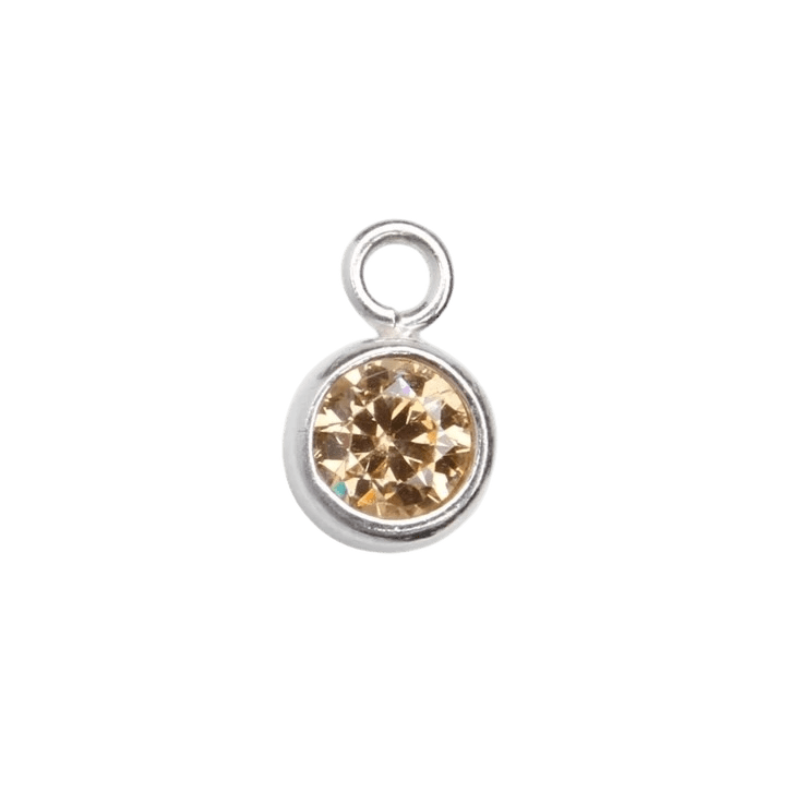 The Silver Stable- Handcrafted British Jewellery 16 inch / November (Citrine/ Topaz) Birthstone & Engraved Silver Disc Necklace necklace