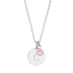 The Silver Stable- Handcrafted British Jewellery 16 inch / Please Select Birthstone Birthstone & Engraved Silver Disc Necklace necklace
