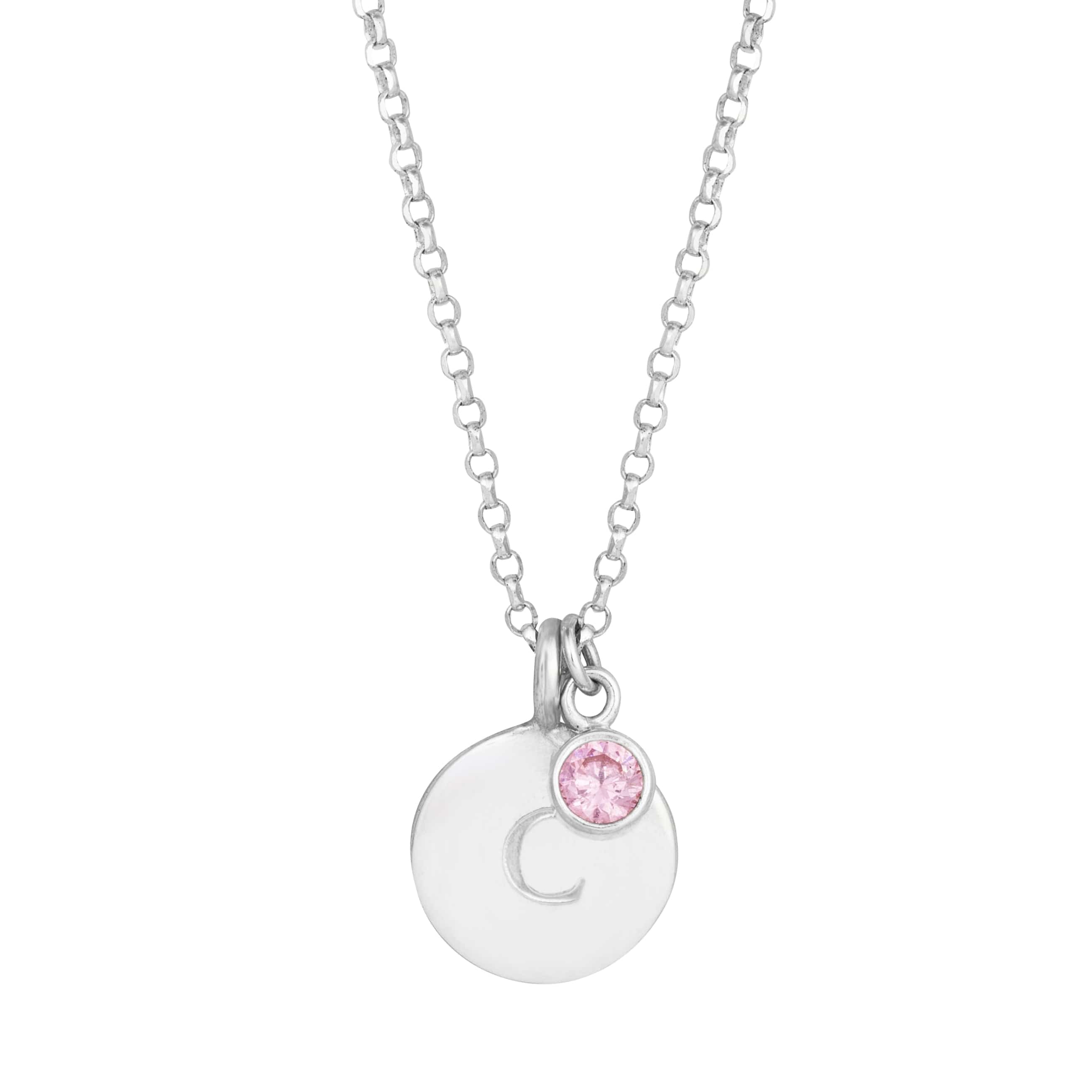 The Silver Stable- Handcrafted British Jewellery 16 inch / Please Select Birthstone Birthstone & Engraved Silver Disc Necklace necklace