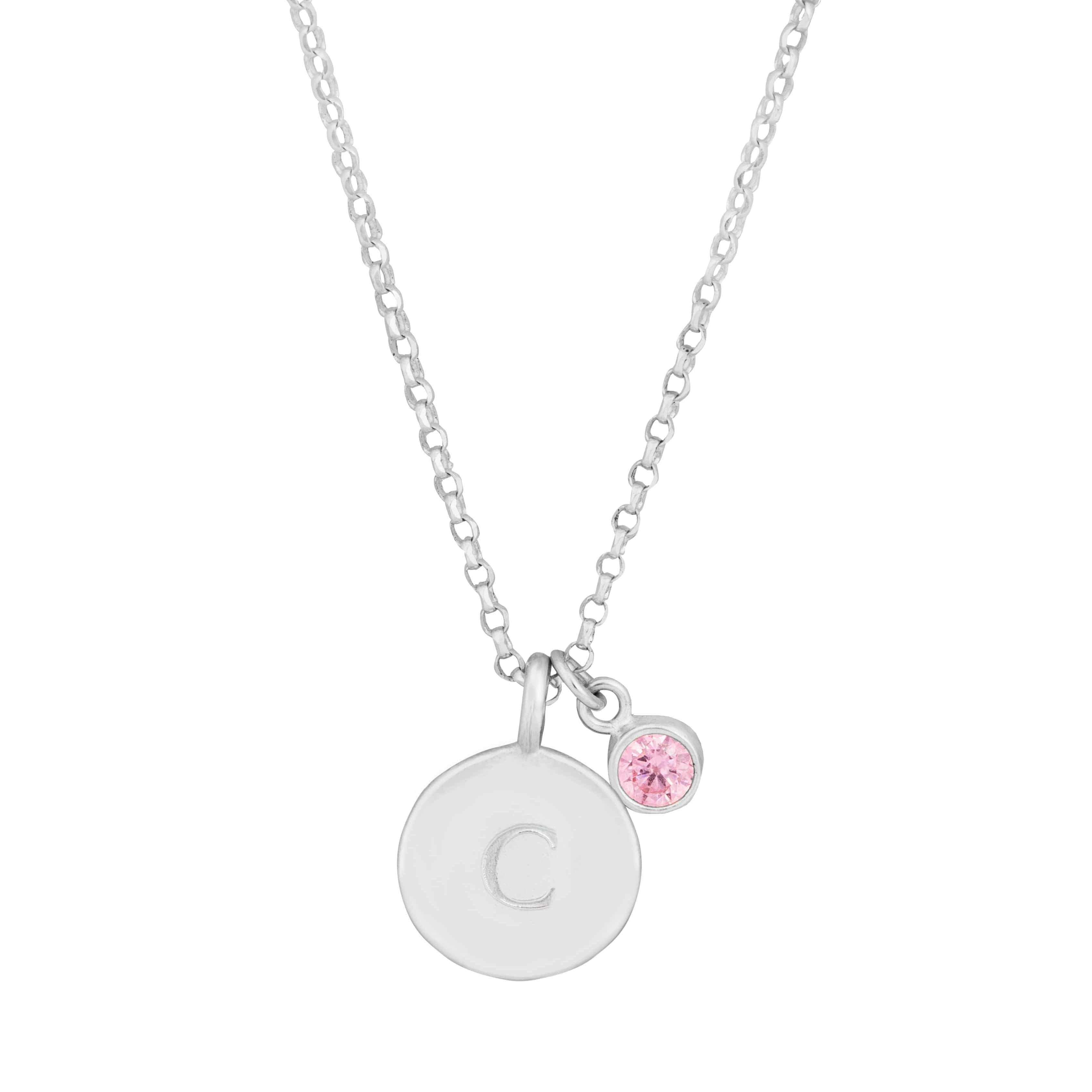 The Silver Stable- Handcrafted British Jewellery 18 inch / Please Select Birthstone Birthstone & Engraved Silver Disc Necklace necklace