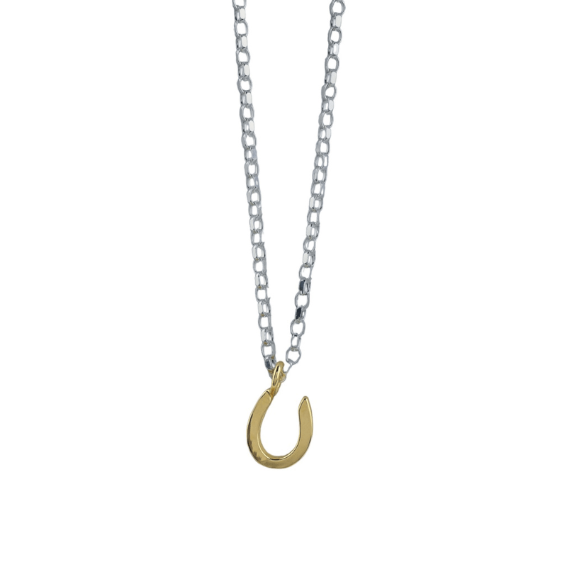 The Silver Stable- Handcrafted British Jewellery 18 inch Silver & Gold Maxi Horseshoe Necklace necklace
