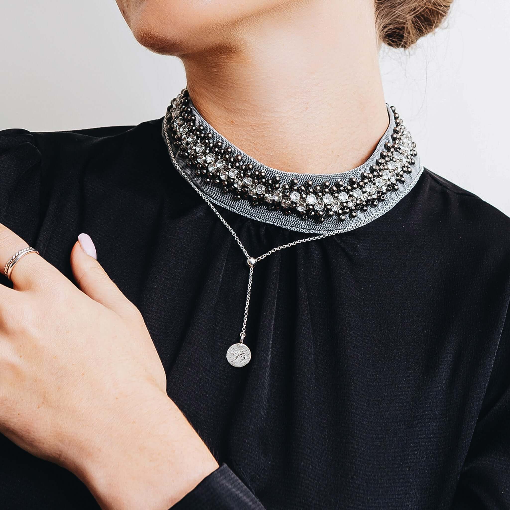 The Silver Stable- Handcrafted British Jewellery Adjustable Hammered Silver Disc Necklace necklace