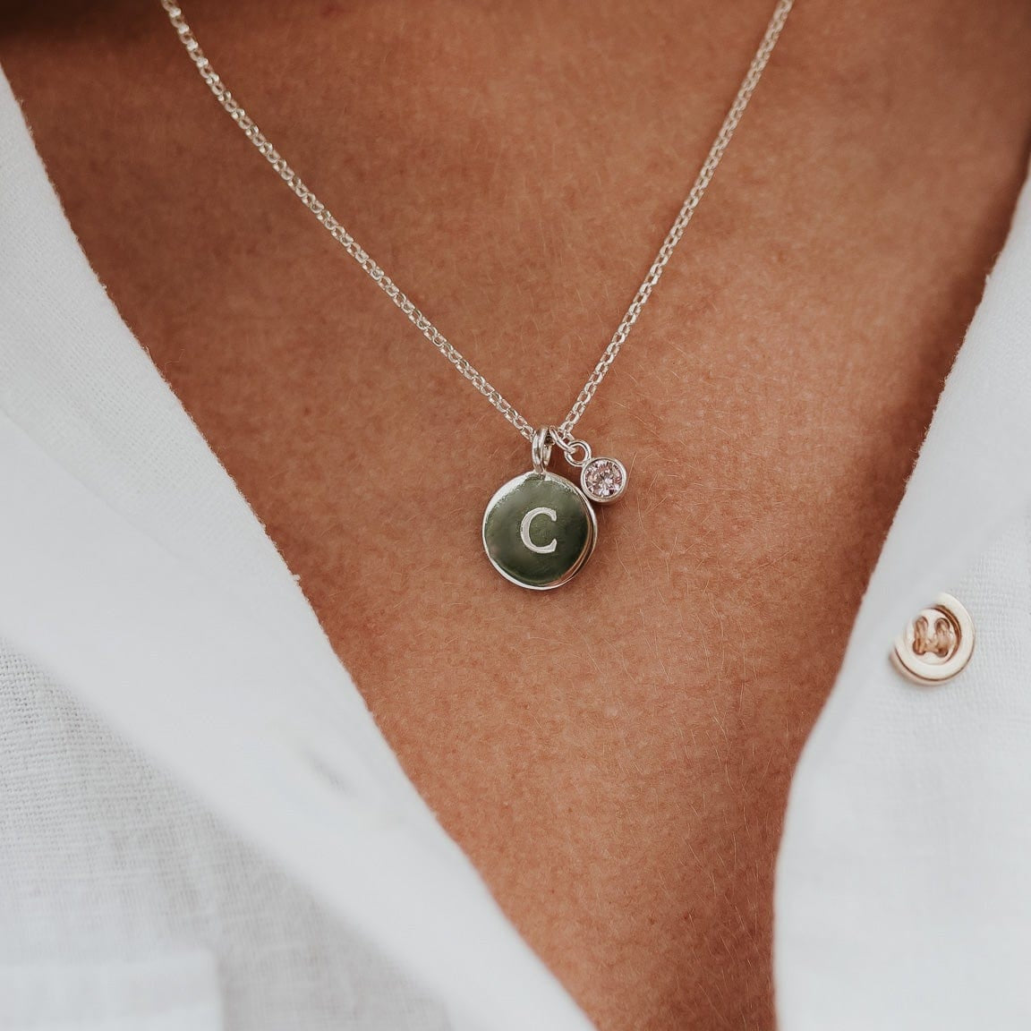 The Silver Stable- Handcrafted British Jewellery Birthstone & Engraved Silver Disc Necklace necklace