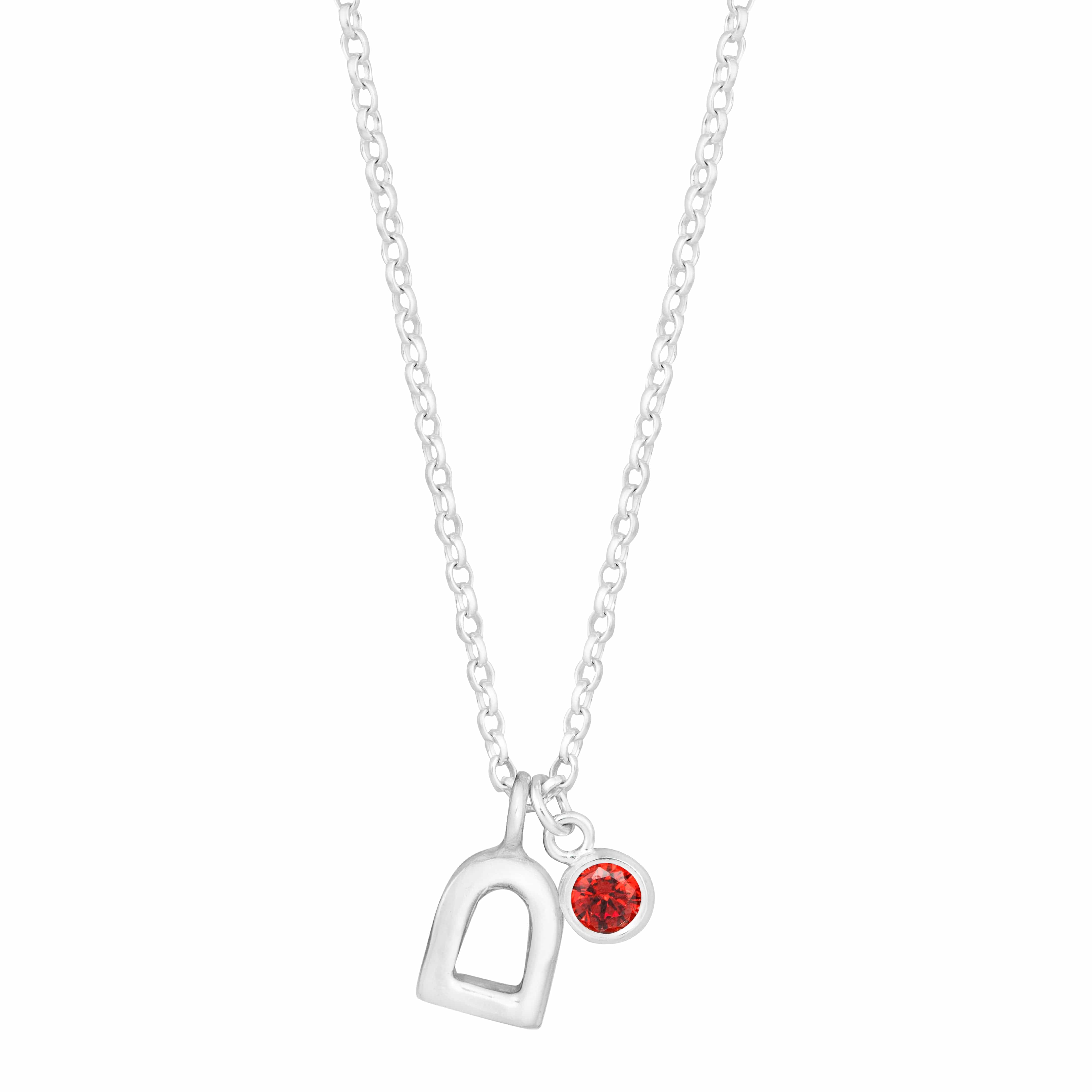 The Silver Stable- Handcrafted British Jewellery Birthstone & Silver Stirrup Necklace necklace